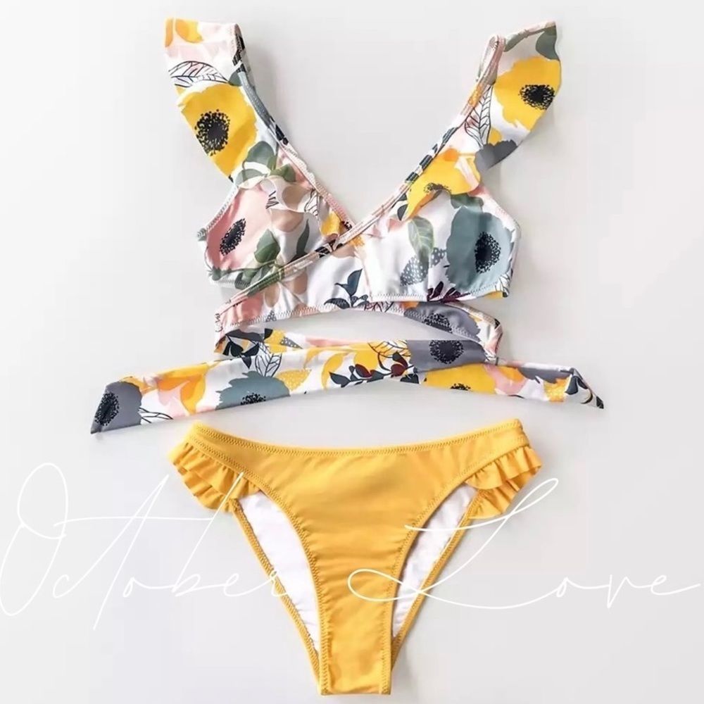 NWT October Love Wrap Sunflower Bikini
